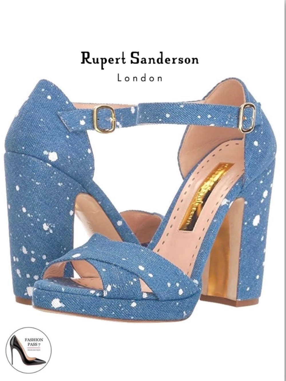 Rupert Sanderson Savanna Platform Denim Sandals Designer Luxury Pumps Heels 38.5